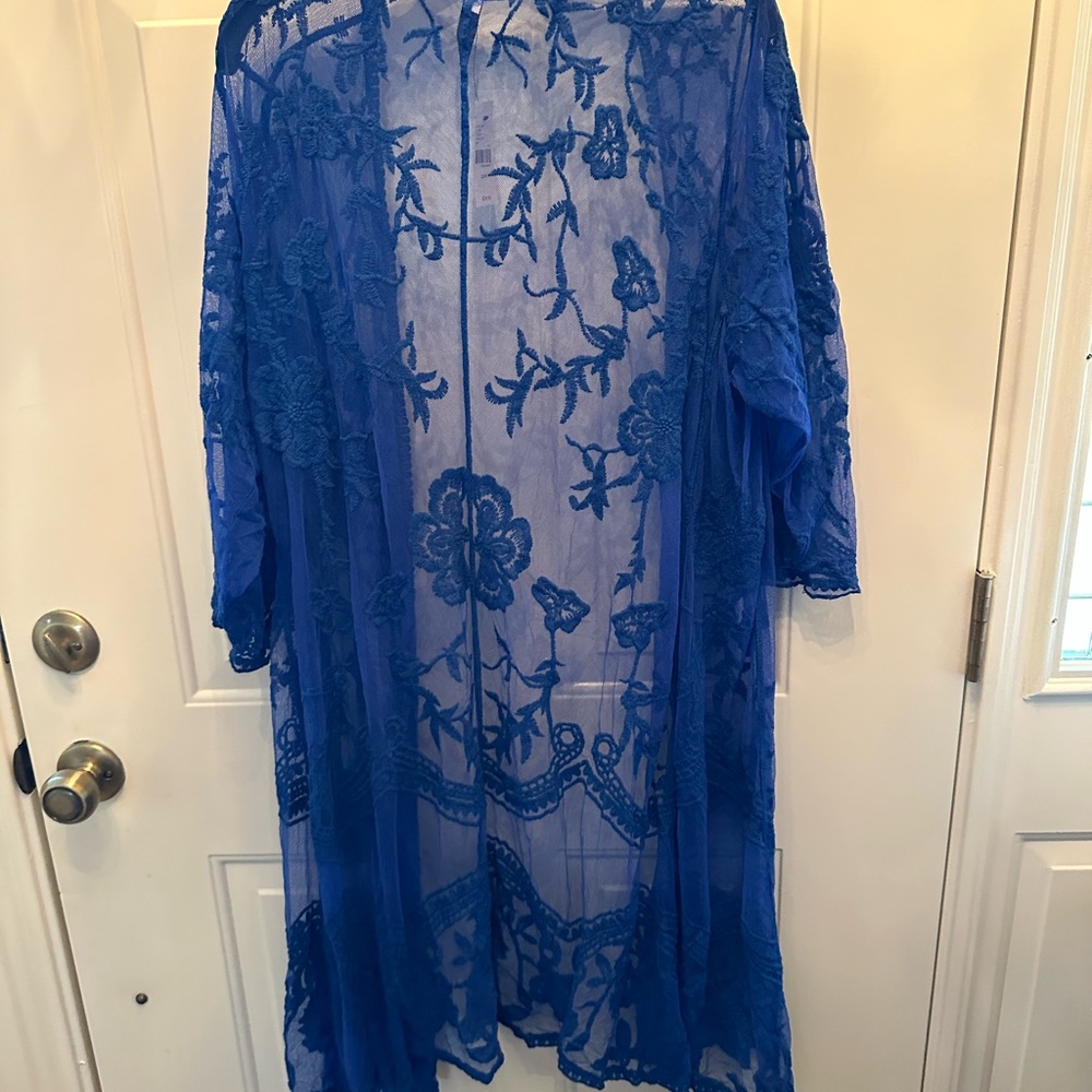 Lane Bryant - Blue Sheer Floral Kimono - Picture 6 of 6